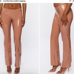 F21 Cocoa Low-Rise Faux Leather Leggings